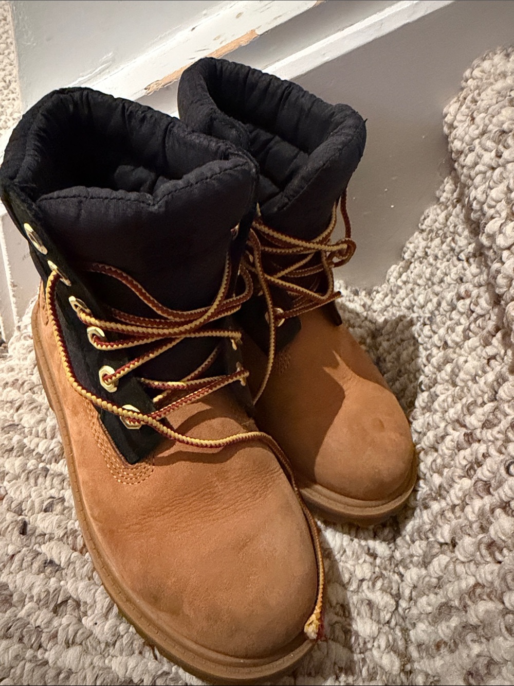 Timberland Kids Wheat Lace-Up Boots with Black Collar